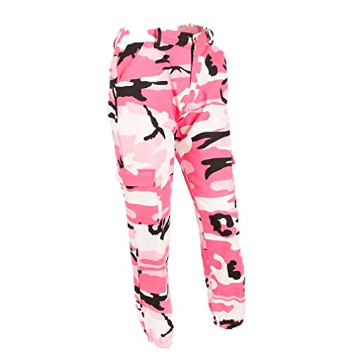STRIR Pantalones de Mujer Camo Cargo Pantalones de Camuflaje Casual al Aire Libre Jeans (S, Rosa)