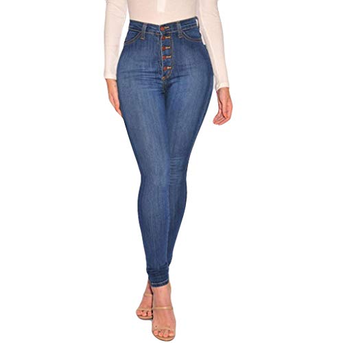 STRIR-Ropa Vaqueros Talla Grande Mujer,Mujer Flacos De Cintura Alta Leggings Elásticos Skinny Slim Pantalones (M, Azul)