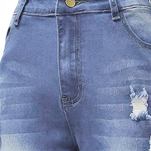 STRIR Vaqueros con Rotos Mujer Skinny Jeans Cintura Alta Jeggings Pantalones de Mezclilla Talle Alto Elasticos Jeans Leggings (L, Azul)