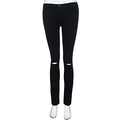 STRIR Vaqueros Mujer Pantalones Rotos Mujer Skinny Jeans Cintura Alta Jeggings Mezclilla Talle Alto Elasticos Flacos Vaqueros Leggings Push up Mezclilla Pantalones (XXL, Negro)