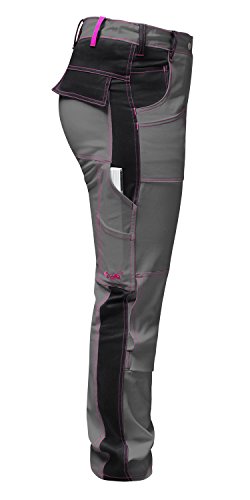 strongAnt® - Elasticos Pantalones de Trabajo para Mujer. Pantalón de Trabajo Completo con Bolsillos para Rodilleras. Cremallera YKK + botón YKK - Hecho en la UE - Gris/Negro 36