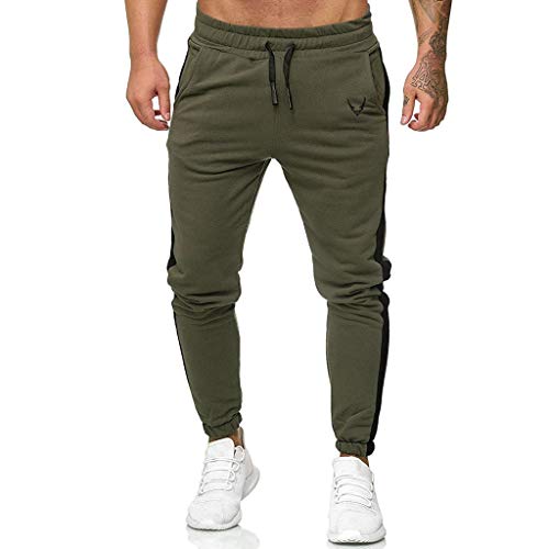 Subfamily Pantalón Deportivo Casual para Hombre, Moda Casual Deportes Al Aire Libre Correr Cordón Imprimir Pantalones Largos Ejercito Verde S