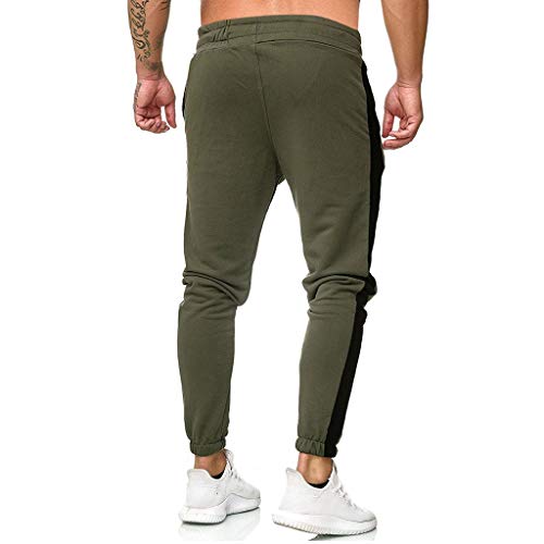 Subfamily Pantalón Deportivo Casual para Hombre, Moda Casual Deportes Al Aire Libre Correr Cordón Imprimir Pantalones Largos Ejercito Verde S