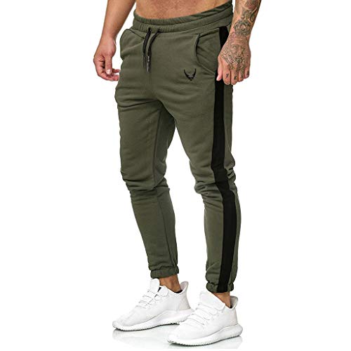 Subfamily Pantalón Deportivo Casual para Hombre, Moda Casual Deportes Al Aire Libre Correr Cordón Imprimir Pantalones Largos Ejercito Verde S
