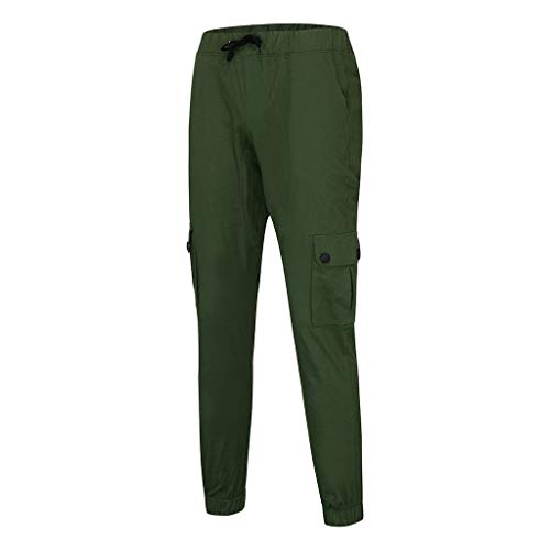 Subfamily Pantalones de Herramientas Deportivas Casuales Multibolsillos de Color Liso para Hombre Azul Marino Pocket Overol Casual Pocket Sport Work Pantalones de Pantalón Casuales Ejercito Verde M