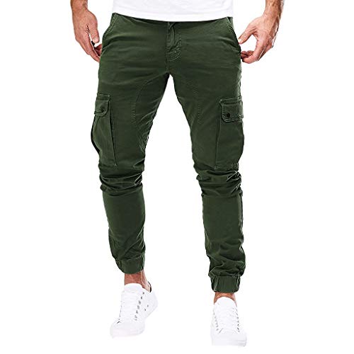 Subfamily Pantalones de Herramientas Deportivas Casuales Multibolsillos de Color Liso para Hombre Azul Marino Pocket Overol Casual Pocket Sport Work Pantalones de Pantalón Casuales Ejercito Verde M