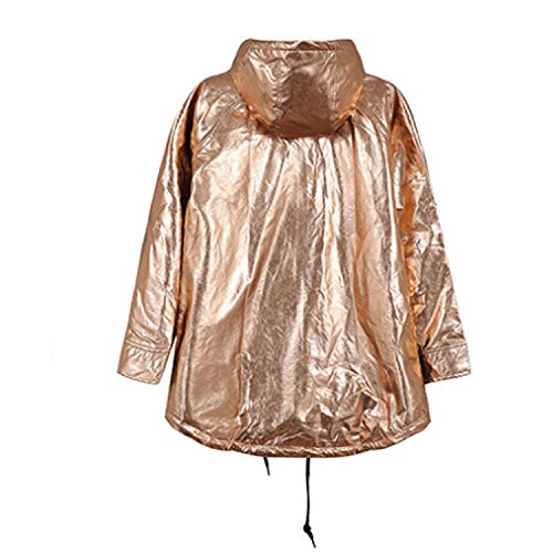Sudadera con Capucha Mujer Manga Larga Moda Color Metalizado Cremallera Casual Abrigo Outwear Jacket Parka