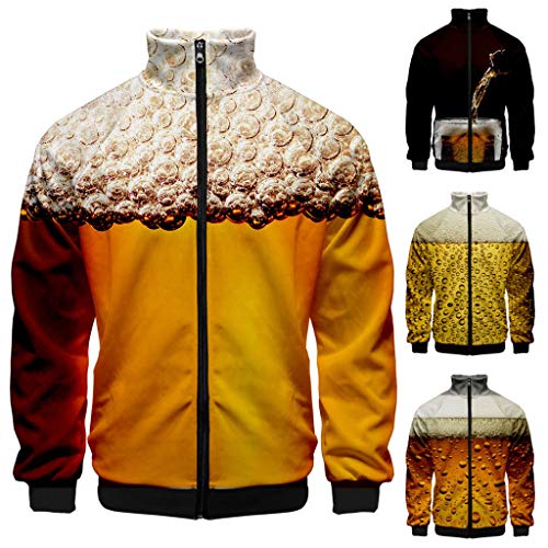 Sudaderas con Capucha con Estampado 3D Festival De La Cerveza De Los Hombres Cuello Alto con Estampado Chaquetas De Invierno De Manga Larga para Hombres Suéter