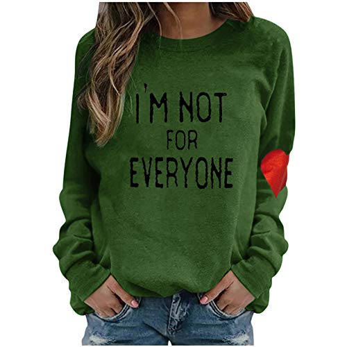 Sudaderas para Mujer, Moda Sudaderas Elegante Manga Larga Casual Impresión de Cartas Pull-Over Fiesta Cuello Redondo Jersey Otoño Primavera Blusa Tops Tumblr Suéter Mujer Abrigo Deportiva Camiseta