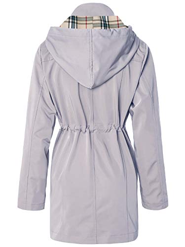Summer Mae Abrigo de Impermeable Chaqueta con Capucha para Mujer Chubasquero con Forro para Deportes al Aire Libre Blanco/Gris x-Large