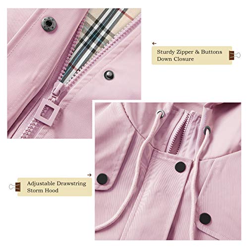 Summer Mae Abrigo de Impermeable Chaqueta con Capucha para Mujer Chubasquero con Forro para Deportes al Aire Libre Rosa Large