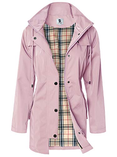 Summer Mae Abrigo de Impermeable Chaqueta con Capucha para Mujer Chubasquero con Forro para Deportes al Aire Libre Rosa Large