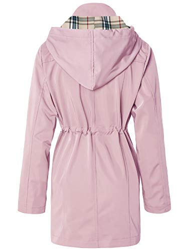 Summer Mae Abrigo de Impermeable Chaqueta con Capucha para Mujer Chubasquero con Forro para Deportes al Aire Libre Rosa Large