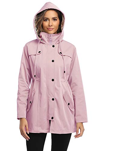Summer Mae Abrigo de Impermeable Chaqueta con Capucha para Mujer Chubasquero con Forro para Deportes al Aire Libre Rosa Large