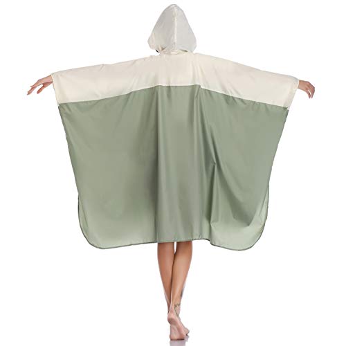 Summer Mae Chubasqueros Mujer Impermeable Reutilizable Poncho Impermeables Capa Lluvia Nieve para Mujer Verde Claro/Blanco