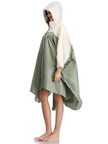 Summer Mae Chubasqueros Mujer Impermeable Reutilizable Poncho Impermeables Capa Lluvia Nieve para Mujer Verde Claro/Blanco