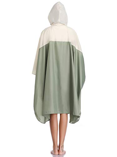 Summer Mae Chubasqueros Mujer Impermeable Reutilizable Poncho Impermeables Capa Lluvia Nieve para Mujer Verde Claro/Blanco