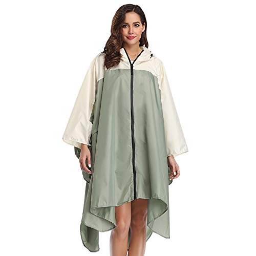 Summer Mae Chubasqueros Mujer Impermeable Reutilizable Poncho Impermeables Capa Lluvia Nieve para Mujer Verde Claro/Blanco