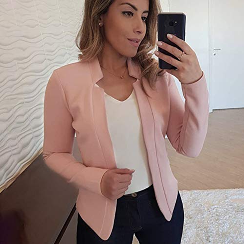 SUNNSEAN Abrigos Blazer Chaqueta Mujeres Elegante de Moda Color Liso Manga Larga Blazer Abierto Delantero Corto Cardigan Traje de Chaqueta de Trabajo Abrigo Traje de Blazer Mujer