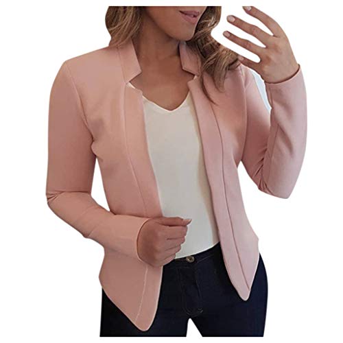 SUNNSEAN Abrigos Blazer Chaqueta Mujeres Elegante de Moda Color Liso Manga Larga Blazer Abierto Delantero Corto Cardigan Traje de Chaqueta de Trabajo Abrigo Traje de Blazer Mujer