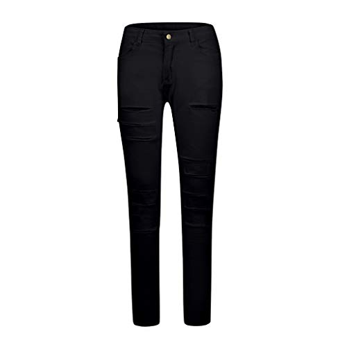 SUNNSEAN Pantalones Vaqueros Mujer, Vaqueros Rotos Color Sólido de Moda Casuales Pantalones Largos Vaqueros Negros Blancos