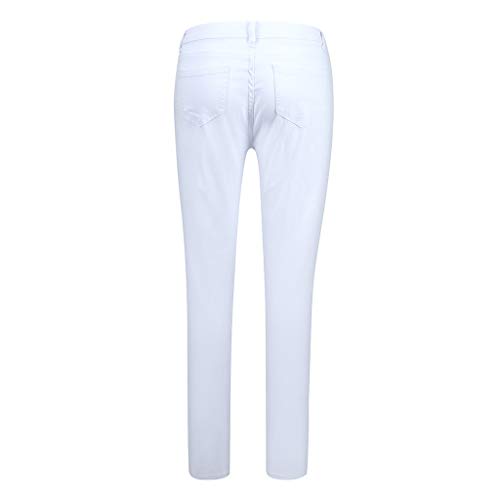 SUNNSEAN Pantalones Vaqueros Mujer, Vaqueros Rotos Color Sólido de Moda Casuales Pantalones Largos Vaqueros Negros Blancos