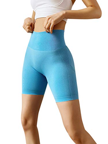 SUNNYME Pantalones cortos deportivos para mujer, pantalones cortos de yoga, cintura alta, leggings para correr