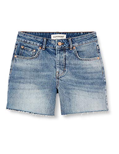 Superdry Denim Length Short Pantalones Cortos, Azul (Mid Indigo Vintage 3gl), 46 (Talla del Fabricante: 31) para Mujer