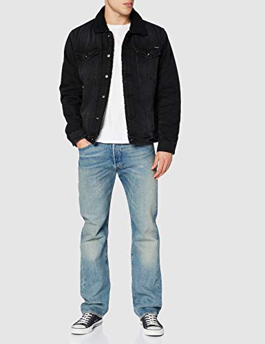 Superdry Highwayman Sherpa Trucker Chaqueta vaquera, Bode Worn Black, 3XL para Hombre
