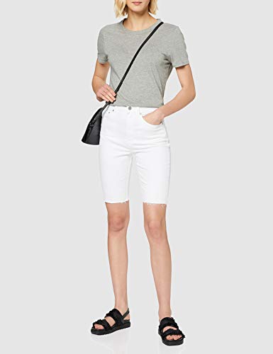 Superdry Kari Long Line Short Pantalones Cortos, Blanco (Denim Optic White M6n), 44 (Talla del Fabricante: 30) para Mujer