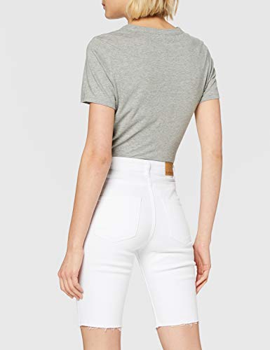 Superdry Kari Long Line Short Pantalones Cortos, Blanco (Denim Optic White M6n), 44 (Talla del Fabricante: 30) para Mujer