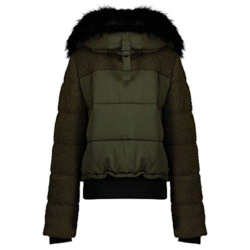 Superdry Mujer Cazadora bómber de Borreguillo Ella Caqui Militar 34