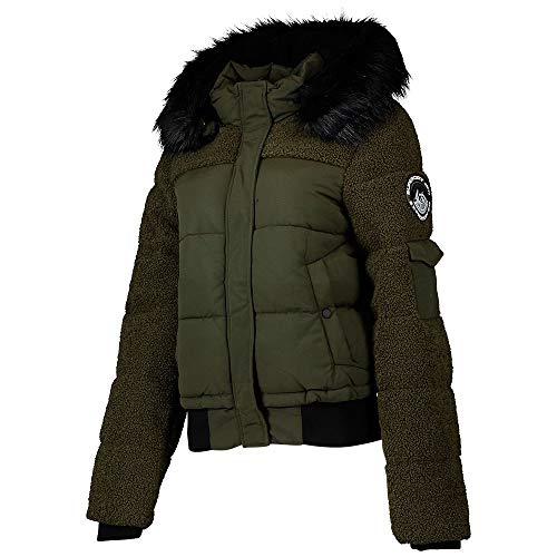 Superdry Mujer Cazadora bómber de Borreguillo Ella Caqui Militar 34