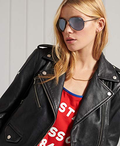 Superdry Mujer Chaqueta Motera de Piel Rylee Negro 40