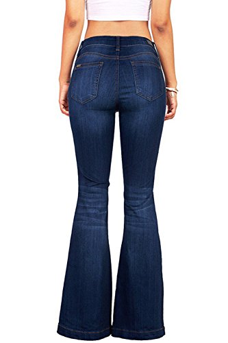 Suvimuga Las Mujeres De Baja Altura Jeans Pantalones Largos Damas Denim Pantalones Acampanados Pantalones De Campana Azul L