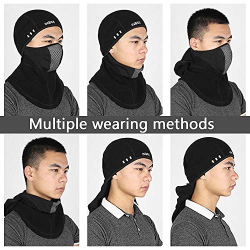 Suxman Pasamontañas Moto Invierño Impermeable, Balaclava Termico Forro Polar, Máscara Capucha Pasamontaña para Ciclismo, Esqui, Senderismo, Snowboard para Hombre Mujeres Resistente al Viento-Negro