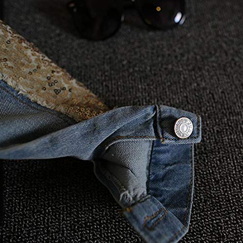 SXSHUN Niñas Chaqueta Vaquera de Moda Chaqueta Denim con Lentejuelas, Niña, 2 años (Etiqueta: 100 cm)