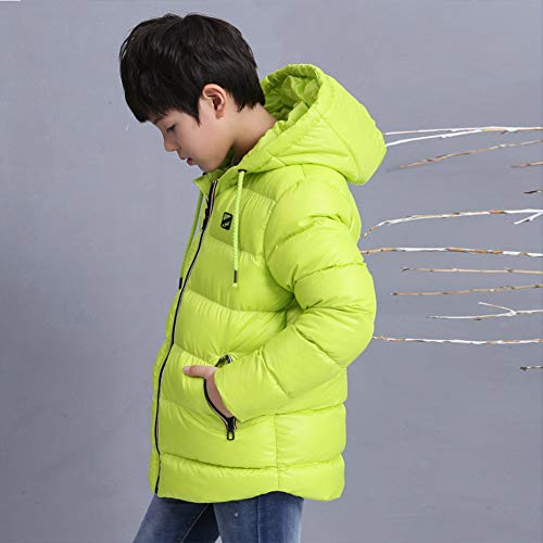 SXSHUN Niños Chaqueta de Nieve para Invierno Boys' Snow Jacket Abrigo Acolchado con Capucha para Chicos, Verde, 12-14 años (Etiqueta: 160cm)