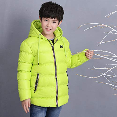 SXSHUN Niños Chaqueta de Nieve para Invierno Boys' Snow Jacket Abrigo Acolchado con Capucha para Chicos, Verde, 12-14 años (Etiqueta: 160cm)