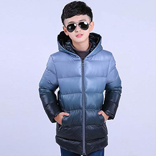 SXSHUN Niños Chaqueta Impermeable de Invierno Abrigo Acolchado de Algodón con Capucha para Chicos, Gris, 7-8 años (Etiqueta: 130cm)