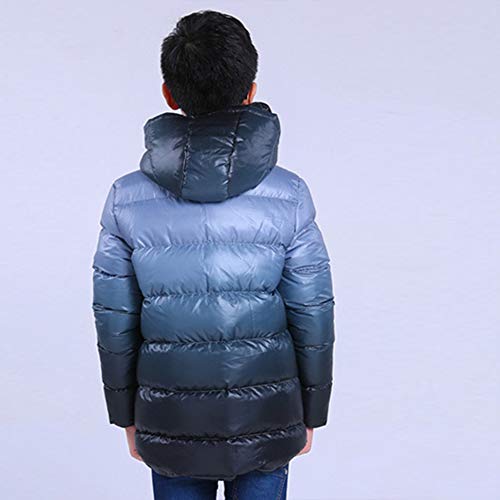 SXSHUN Niños Chaqueta Impermeable de Invierno Abrigo Acolchado de Algodón con Capucha para Chicos, Gris, 7-8 años (Etiqueta: 130cm)
