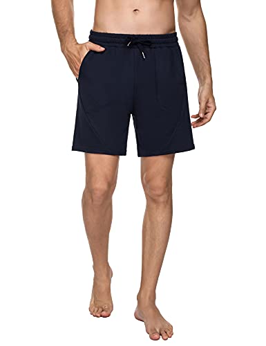 Sykooria Pantalon Corto Hombre Deporte, 100% Algodón Shorts Deportivos Hombre con 4 Bolsillos, Ligero Transpirable Atletismo Shorts para Baloncesto, Jogging, Gimnasio y Trabajos, XXL