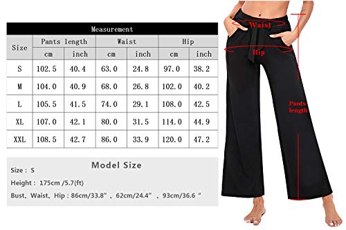 Sykooria Pantalones Casuales de Cintura Alta Mujer, Pantalón Acampanado Pierna Ancha Salón Recto Suelto, Pantalones de Yoga con Bolsillos, Pantalón de Harem Alta Pilates Baile Jogger Ropa de Casa