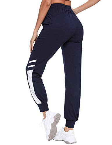 Sykooria Pantalones Chándal de Largos para Mujer Pantalón de Deportivos Algodón con Bolsillo Jogger Fitness Yoga Pijama Correr