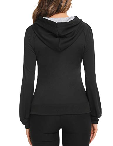 Sykooria Sudadera con Capucha para Mujer Chaqueta de Deportivo con Cremallera y Bolsillo para Primavera Otoño Casual Correr Fitness Ejercicio