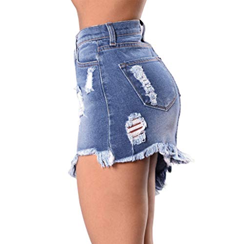 Sylar Falda Vaquera Mujer Falda De Mezclilla Cintura Alta Faldas Mujer Cortas con Borlas Faldas Desigual Mujer Casual Mini Faldas De Mezclilla