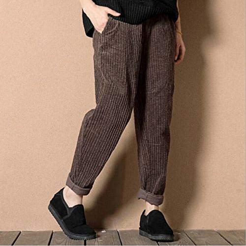 Sylar Pantalones Mujer Invierno Clásico Retro Moda Color Sólido Pana Suelto Pantalones Casuales Caliente Bolsillo Pantalones De Pierna Ancha