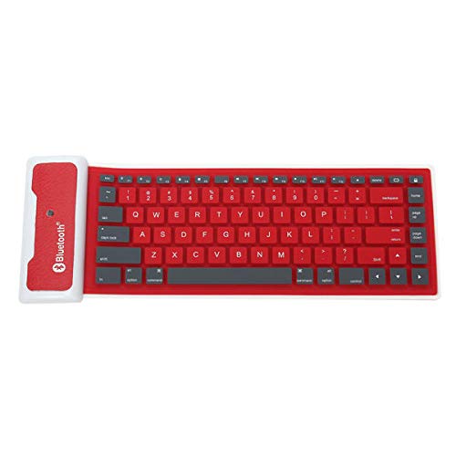 T-ara Súper Tiempo de reacción Teclado de la Minifalda Bluetooth inalámbrica de Silicona Impermeable para teléfono Celular Tableta Sensación Super cómoda (Color : Red)