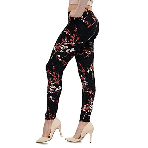 Tamaño De Impresión Flor Leggings Leggins Plus Legins Guitarra Tela Escocesa Delgada Pantalones De Moda Aptitud De Las Mujeres Pantalones Leggings (Color : PD55, Size : L)