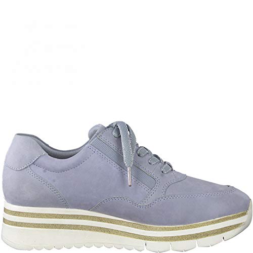 Tamaris Mujer Zapatillas, señora Bajo,Cuña de tacón,Zapatos Bajos,con Cordones,Zapatos de Calle,Zapatillas de Deporte,Sky Pearl,37 EU / 4 UK